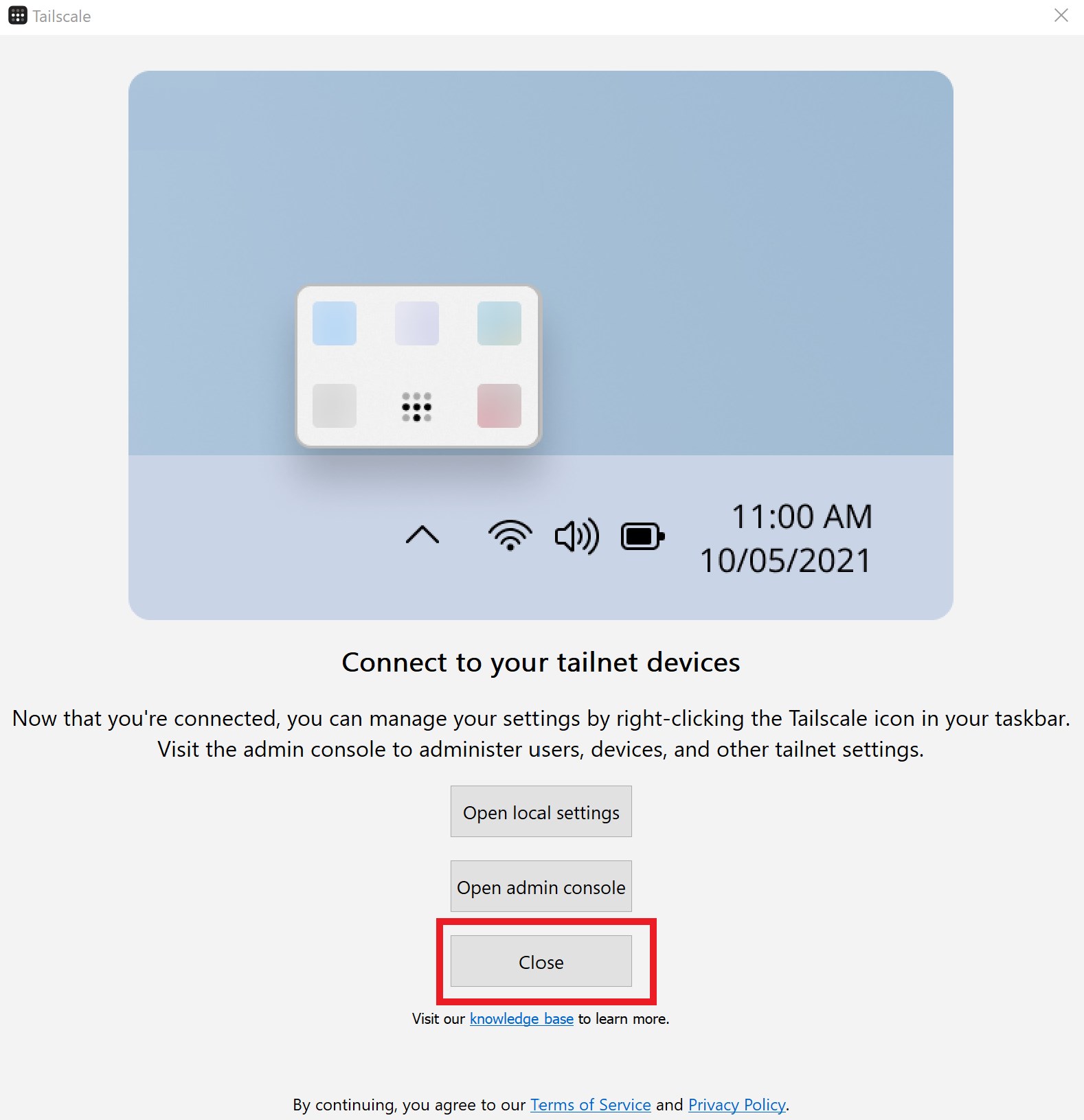 Tailscale管理画面に家PCと会社PCの2台がリスト表示された画面（両IPともマスク済）